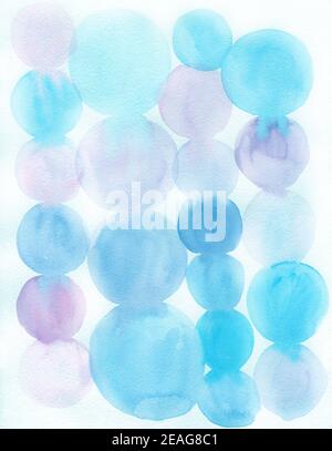 Aquarelle cercles colorés. Taches bleues, roses et violettes. Arrière-plan abstrait aquarelle, texture peinte à la main. Design pour arrière-plans, fonds d'écran, co Banque D'Images