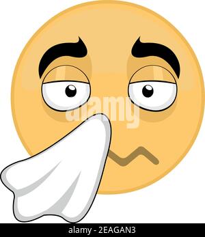 Illustration vectorielle de l'émoticône avec un mouchoir, concept froid Illustration de Vecteur