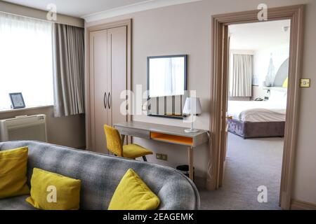 Chambre Queen Mary 2 suites au Mercure Liverpool Atlantic Tower Hotel, 4 étoiles, centre-ville, Chapel Street, Angleterre Banque D'Images