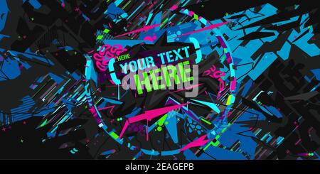 Sombre Cyberpunk Neon abstrait style Graffiti bannière vecteur Illustration Art Illustration de Vecteur