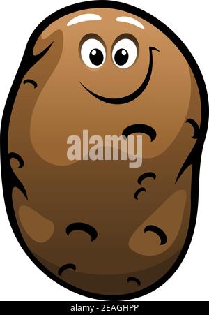 Une ferme de dessin animé souriante, un légume de pomme de terre frais pour un végétarien sain régime isolé sur blanc Illustration de Vecteur