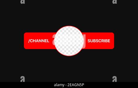 Interface d'icône de profil de service vidéo. Bouton s'abonner. Nom du canal. Espace réservé transparent. Placez votre photo sous arrière-plan. Illustration des médias sociaux. Illustration vectorielle Illustration de Vecteur