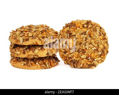 Biscuits ou biscuit avec des graines isolées sur blanc Banque D'Images