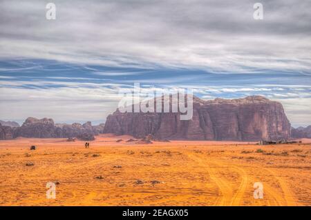 Paysage du désert de Wadi Rum en Jordanie Banque D'Images