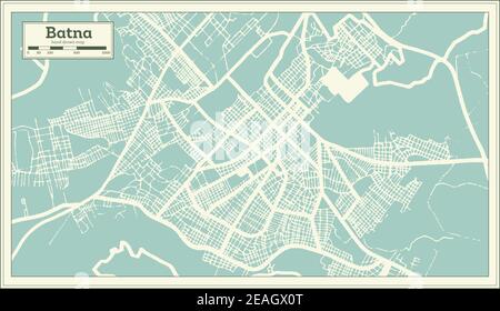 Carte de la ville de BATNA Algérie en style rétro. Carte de contour. Illustration vectorielle. Illustration de Vecteur
