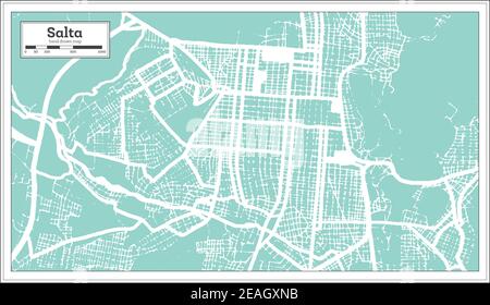 Salta Argentina carte de la ville en style rétro. Carte de contour. Illustration vectorielle. Illustration de Vecteur