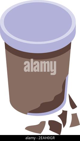 Icône en verre à café biodégradable. Isométrique de l'icône vectorielle en verre à café biodégradable pour la conception de sites Web isolée sur fond blanc Illustration de Vecteur