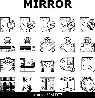 Les icônes de la collection d'installation miroir définissent le vecteur Illustration de Vecteur