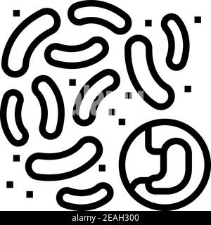 bactéries ou champignon du système de digestion ligne icône vecteur illustration Illustration de Vecteur