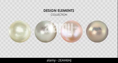Collection 3D Pearl réaliste isolée sur fond transparent. Illustration vectorielle Illustration de Vecteur