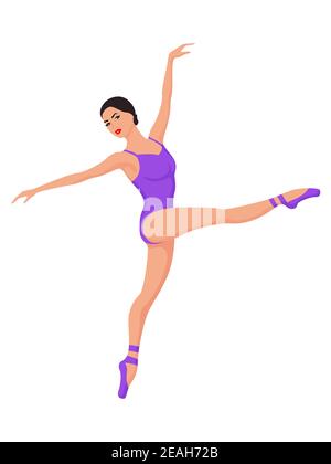 Charmante danseuse en violet léopard en mouvement, dessin à la main vecteur, isolée sur fond blanc Illustration de Vecteur