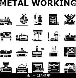 Metal Working machine Collection Icons Set Vector Illustration de Vecteur