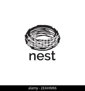 Modèle vectoriel de conception de logo Nest. Symbole créatif de l'illustration du nid Illustration de Vecteur