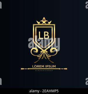 LETTRE LB initiale avec modèle Royal.élégant avec vecteur de logo couronne, illustration vectorielle de logo lettrage créatif. Illustration de Vecteur