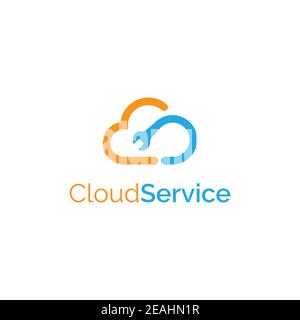 Modèle vectoriel de symbole de logo de services Cloud Illustration de Vecteur