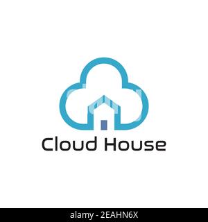 Modèle vectoriel d'illustration de la conception du logo Cloud Home Illustration de Vecteur