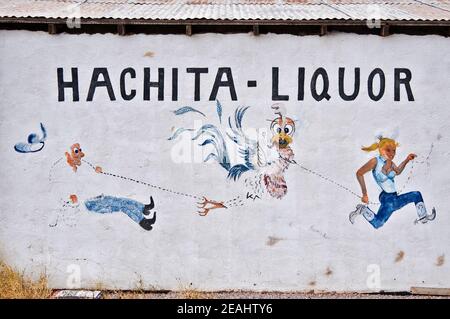 Murale sur le mur du saloon abandonné à la ville fantôme de Hachita, à Yucca Plains, dans le désert de Chihuahuan, Nouveau-Mexique, États-Unis Banque D'Images