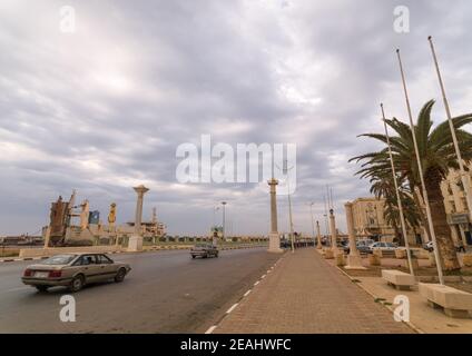 Route dans la colonie italienne, Cyrenaica, Benghazi, Libye Banque D'Images