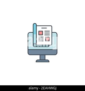 Icône de magazine en ligne, couleur, ligne, signe vectoriel, pictogramme de style linéaire isolé sur blanc. Symbole, illustration du logo Illustration de Vecteur