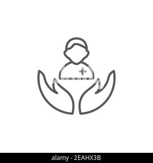 Icône du patient, couleur, ligne, contour du signe vectoriel, pictogramme de style linéaire isolé sur blanc. Symbole, illustration du logo Illustration de Vecteur