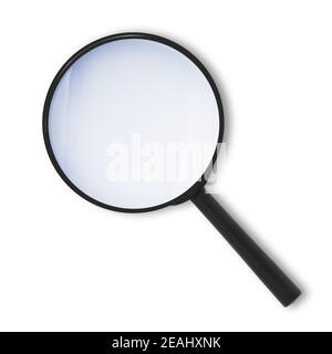 Vue de dessus de la loupe avec lentille teintée en bleu Banque D'Images