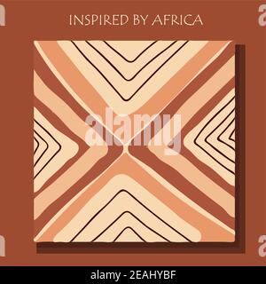 INSPIRÉ PAR L'AFRIQUE. Fond africain, flyer avec modèle traditionnel tribal. Banque D'Images