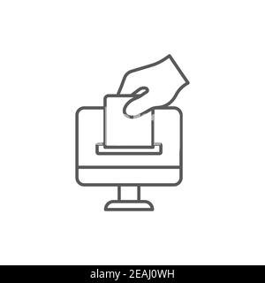 Icône de vote du moniteur en ligne, couleur, ligne, signe vectoriel de contour, pictogramme de style linéaire isolé sur blanc. Symbole, illustration du logo Illustration de Vecteur