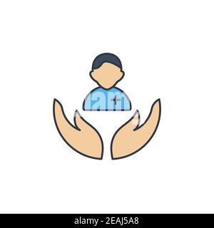 Icône du patient, couleur, ligne, contour du signe vectoriel, pictogramme de style linéaire isolé sur blanc. Symbole, illustration du logo Illustration de Vecteur