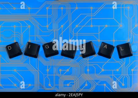 Les touches du clavier ont défini le mot numérique Banque D'Images