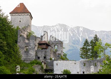 Ruines du château Kamen, Radovljica, Slovénie Banque D'Images