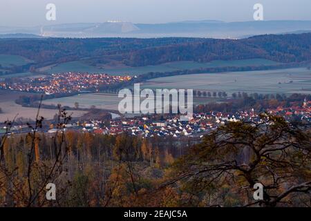 Le paysage de la vallée de la Werra en Allemagne Banque D'Images