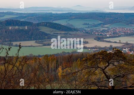 Le paysage de la vallée de la Werra en Allemagne Banque D'Images