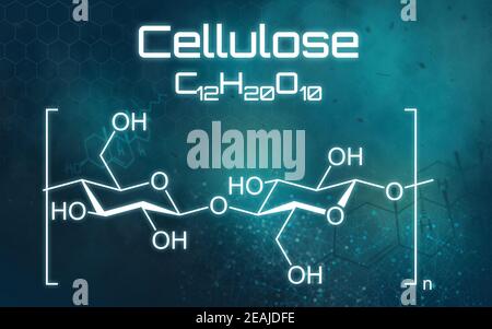 Formule chimique de cellulose sur fond futuriste Banque D'Images