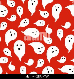 Motif Halloween sans coutures. Le fantôme est mignon. Illustration vectorielle. Banque D'Images