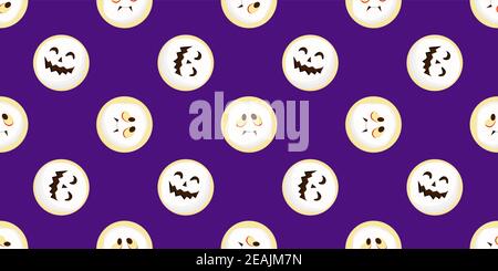 Motif sans coutures pour Halloween. Visages effrayants et mignons. Illustration vectorielle. Banque D'Images