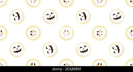 Motif sans coutures pour Halloween. Visages effrayants et mignons. Illustration vectorielle. Banque D'Images