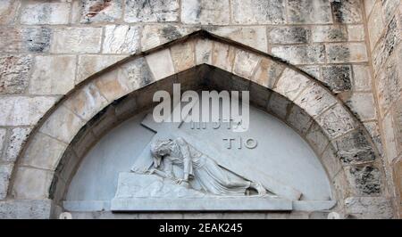 Via Dolorosa, 3e stations de la Croix à Jérusalem, Israël Banque D'Images