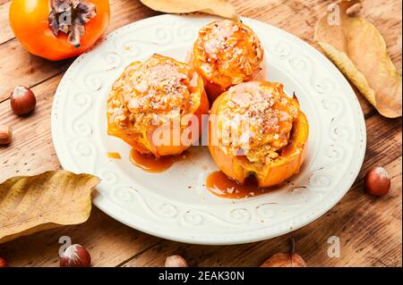 Persimmon cuit au caramel Banque D'Images