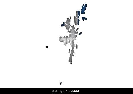 Carte et drapeau des îles Shetland sur le béton abîmé Banque D'Images