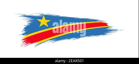 Drapeau de la RD Congo en forme de trait de grunge, illustration de grunge vecteur. Illustration de Vecteur