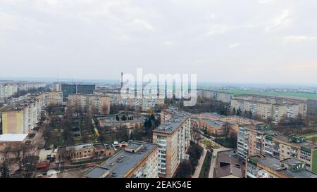 Vue aérienne de la ville depuis une vue panoramique. Ukraine Ternopil Banque D'Images