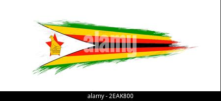 Drapeau du Zimbabwe en forme de pinceau grunge, illustration de grunge vecteur. Illustration de Vecteur