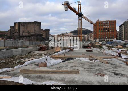 Napoli - Cantiere edile al terminal Marittimo Banque D'Images