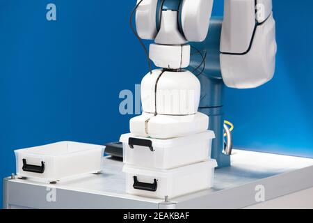 Bras robot de ramassage et de positionnement industriel Banque D'Images