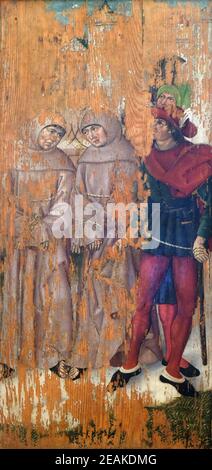 Le martyre des moines franciscains au Maroc, Saint François autel dans l'église des Franciscains à Rothenburg ob der Tauber, Bavière, Allemagne Banque D'Images