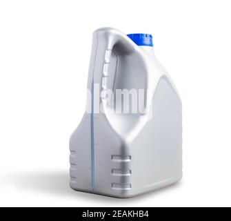 Bouteille d'huile de lubrification de la machine à canister en plastique gris, 4 litres Banque D'Images