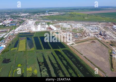 L'usine de traitement des eaux usées dans la région de Kiev-sur Kuban. L'eau pour sewa Banque D'Images