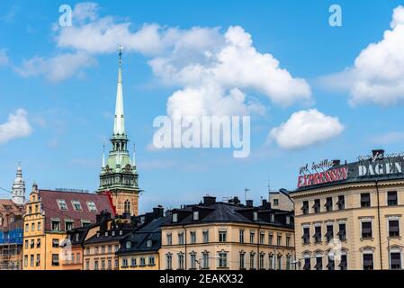 Stockholm, Suède - 7 août 2019 : paysage urbain de Stockholm un ciel bleu Banque D'Images