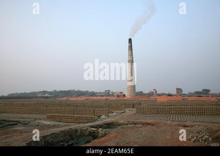 Brickfield en Sarberia, Bengale-Occidental, Inde Banque D'Images