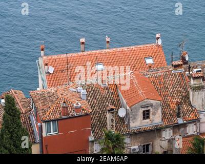 Vue depuis le clocher de Rovinj, Croatie Banque D'Images